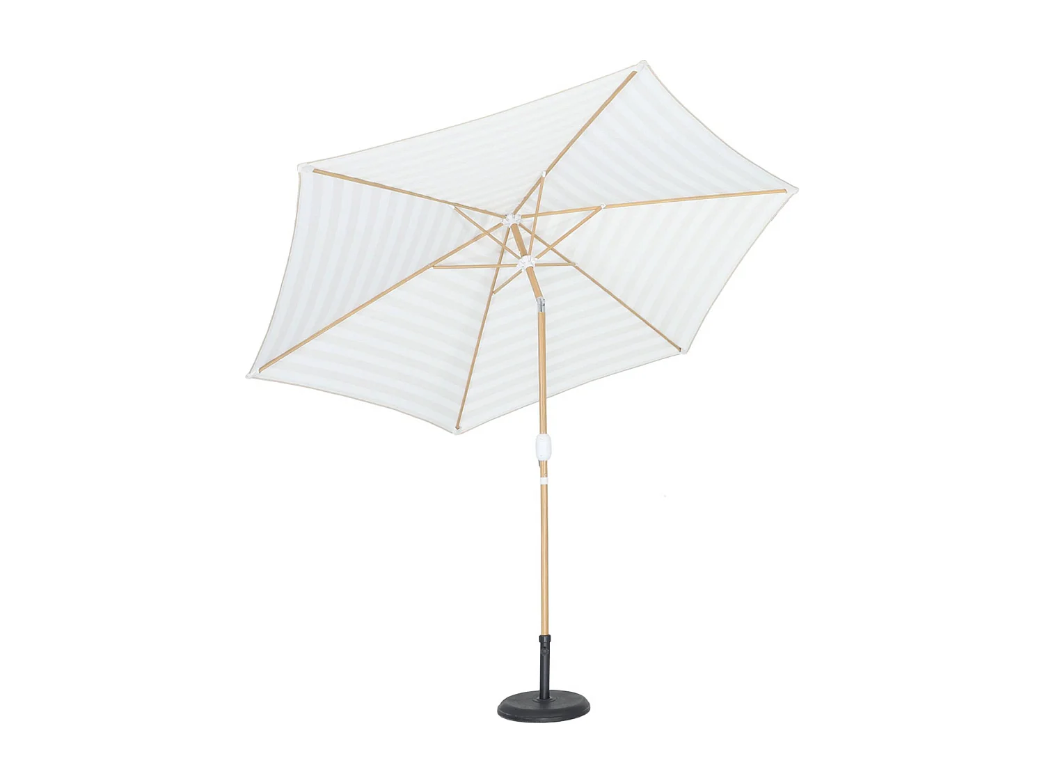 Sombrilla redonda 3m de mástil central con efecto madera rayas beige