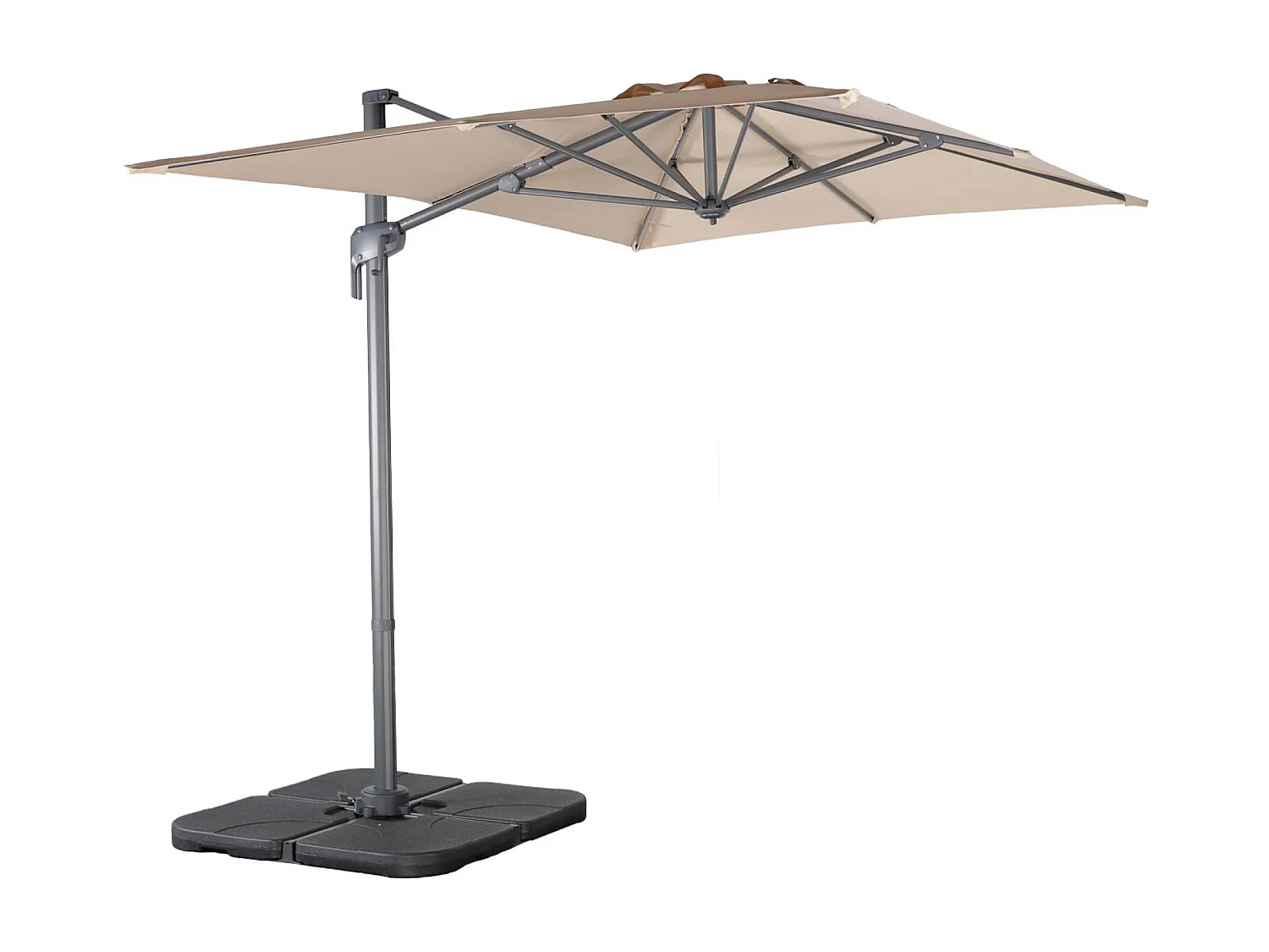 Parasol rectangular 2x3m + 4 losas de lastre 50x50cm beige
