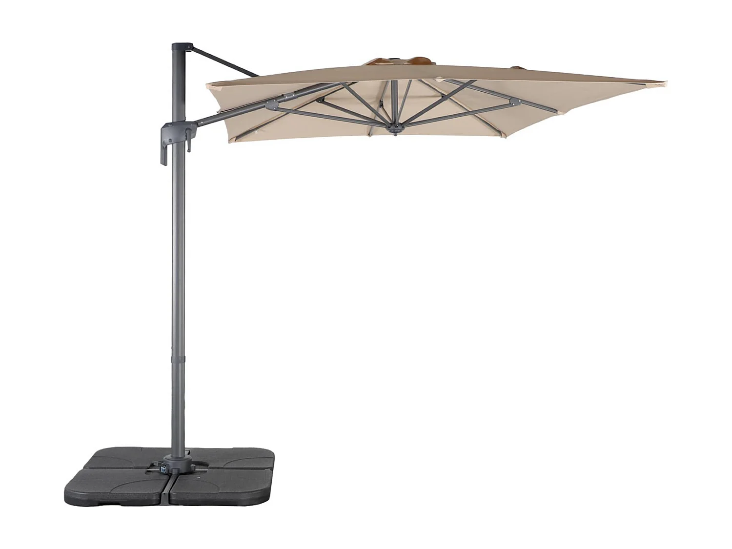 Parasol rectangular 2x3m + 4 losas de lastre 50x50cm beige