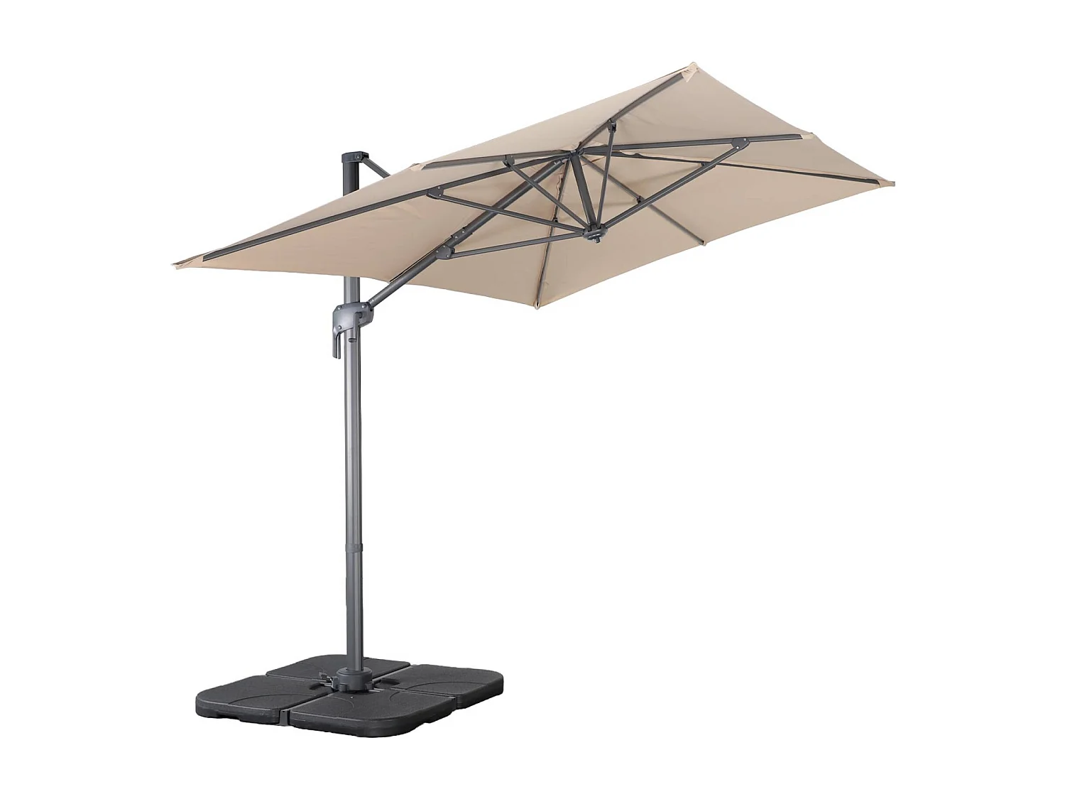Parasol rectangular 2x3m + 4 losas de lastre 50x50cm beige