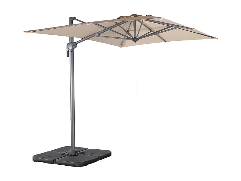 Parasol rectangular 2x3m + 4 losas de 50cm beige