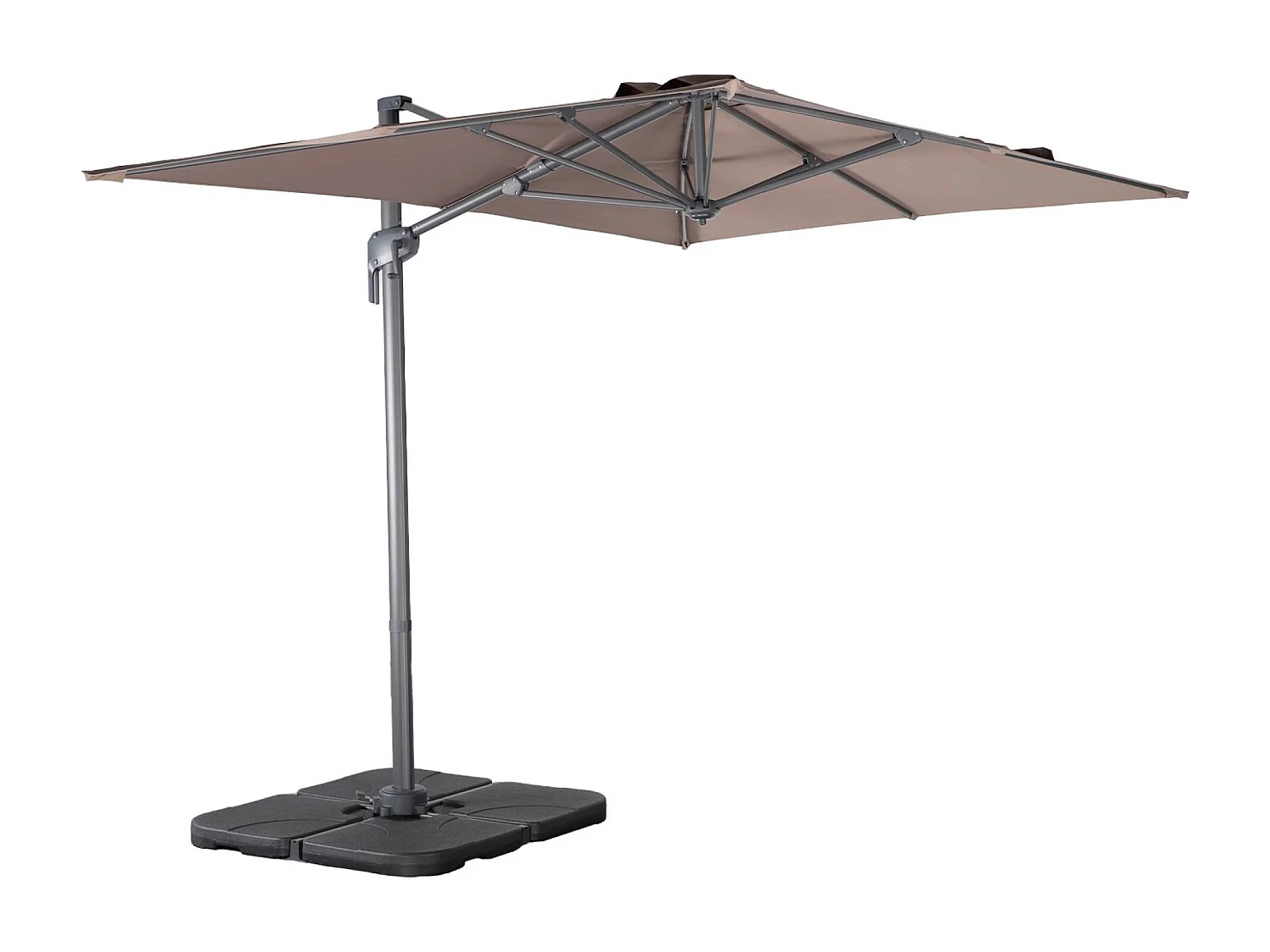 Parasol rectangular 2x3m + 4 losas de lastre 50x50cm pardo