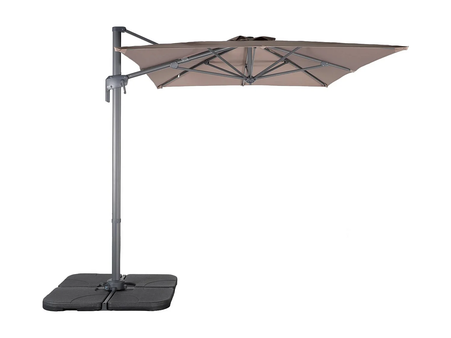 Parasol rectangular 2x3m + 4 losas de lastre 50x50cm pardo