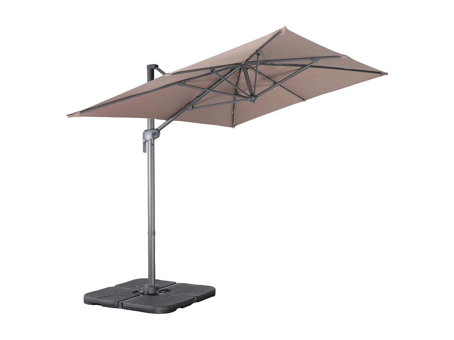 Parasol rectangular 2x3m + 4 losas de lastre 50x50cm pardo