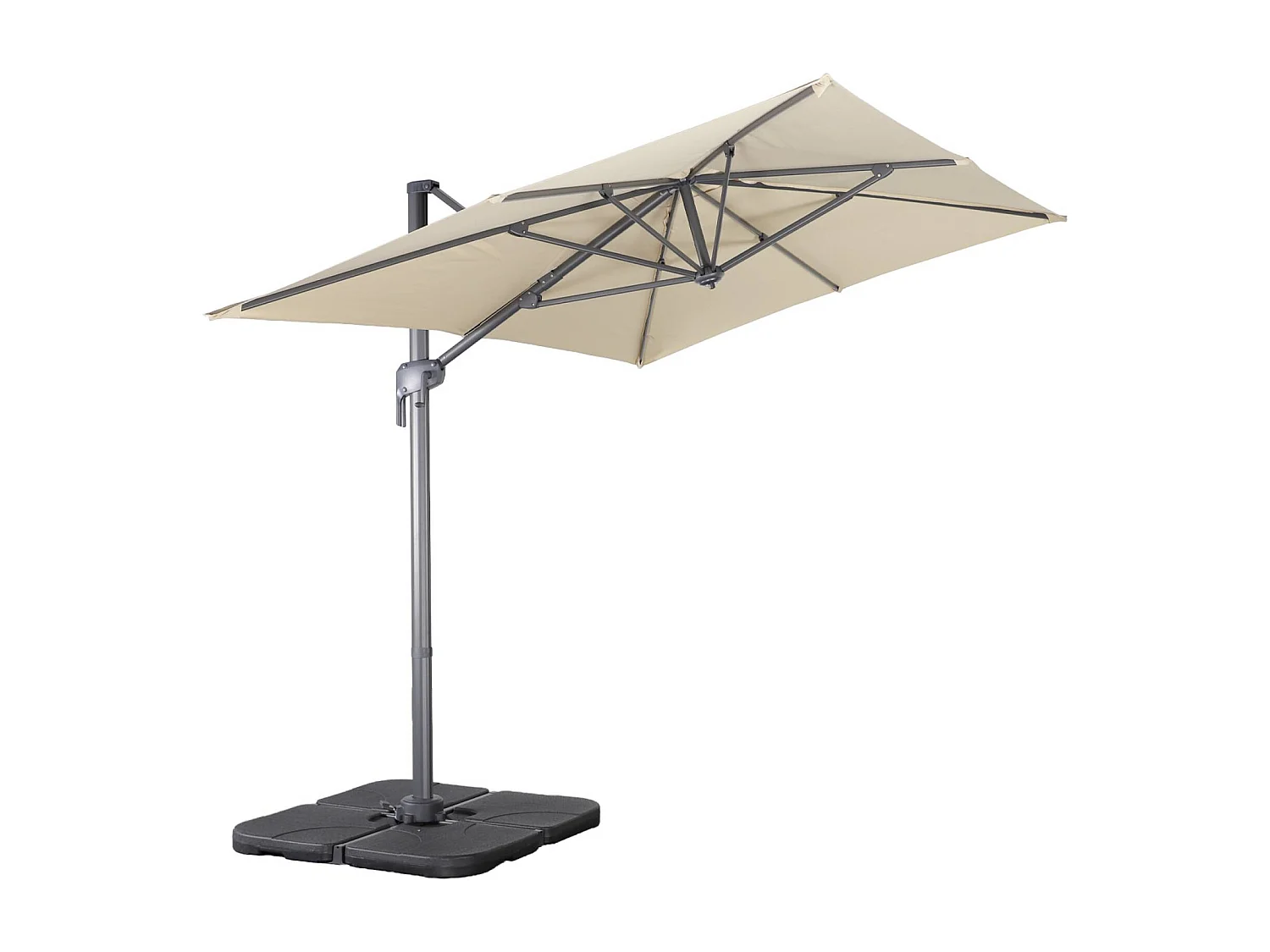 Parasol rectangular 2x3m + 4 losas de lastre 50x50cm verde kaki