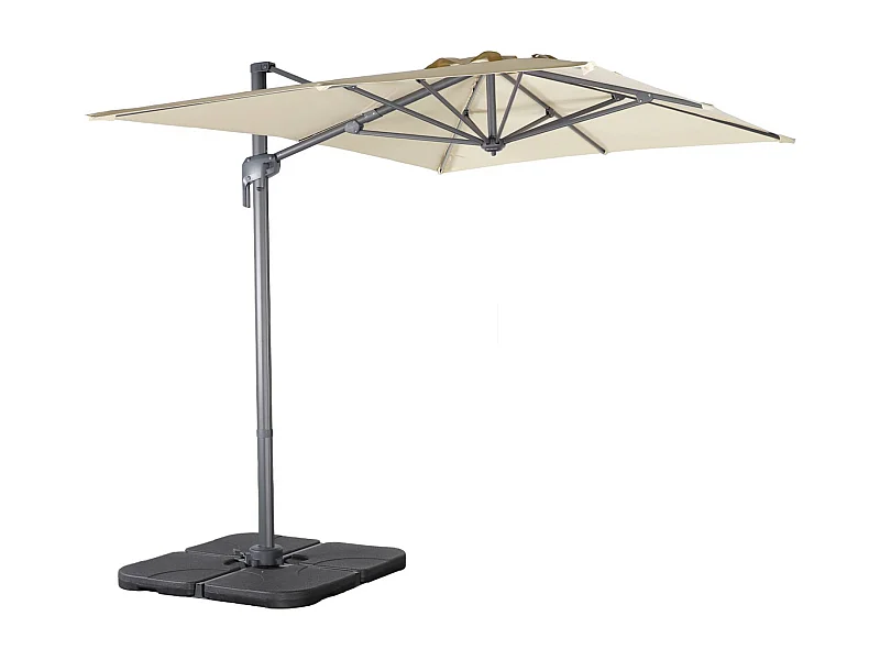 Parasol rectangular 2x3m + 4 losas de 50cm verde kaki