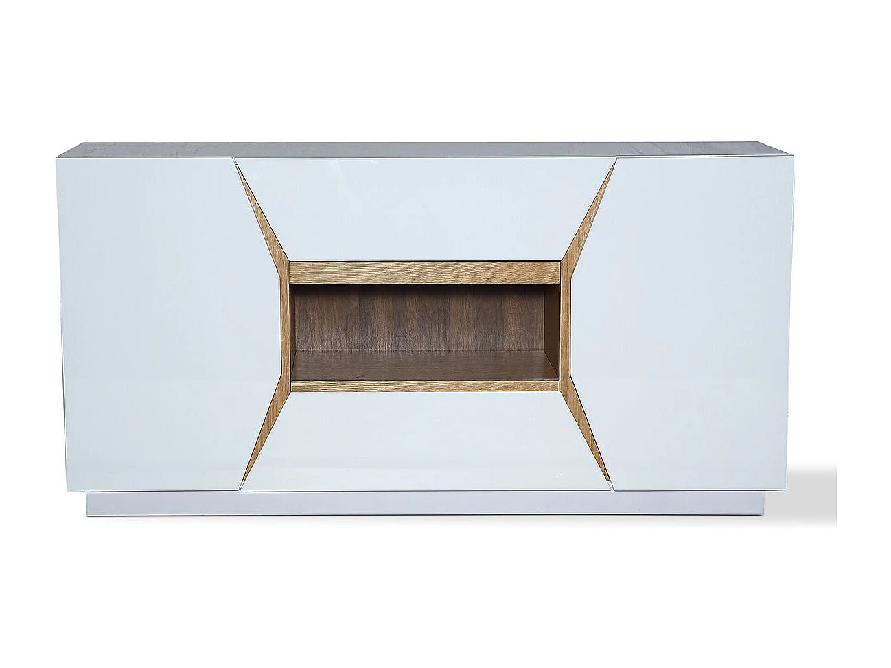 Buffet bois/laqué MANDY - Chêne/Blanc Bois / Laqué blanc