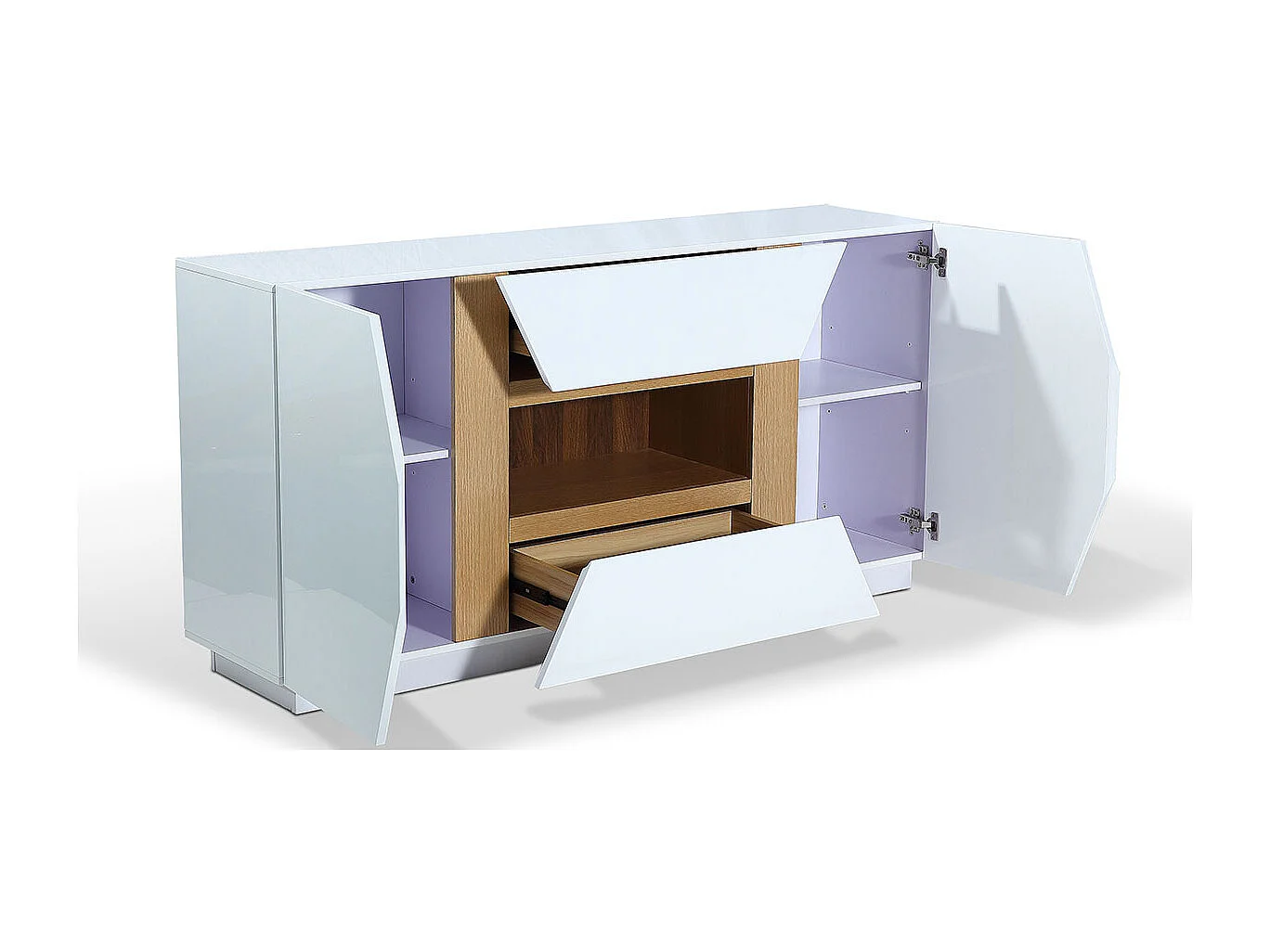 Buffet bois/laqué MANDY - Chêne/Blanc Bois / Laqué blanc