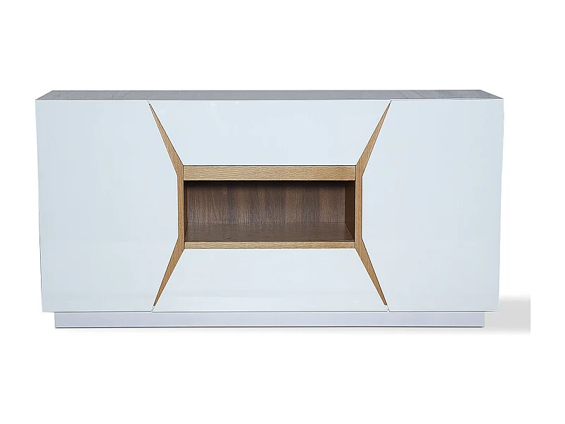 Buffet bois/laqué MANDY - Chêne/Blanc Bois / Laqué blanc