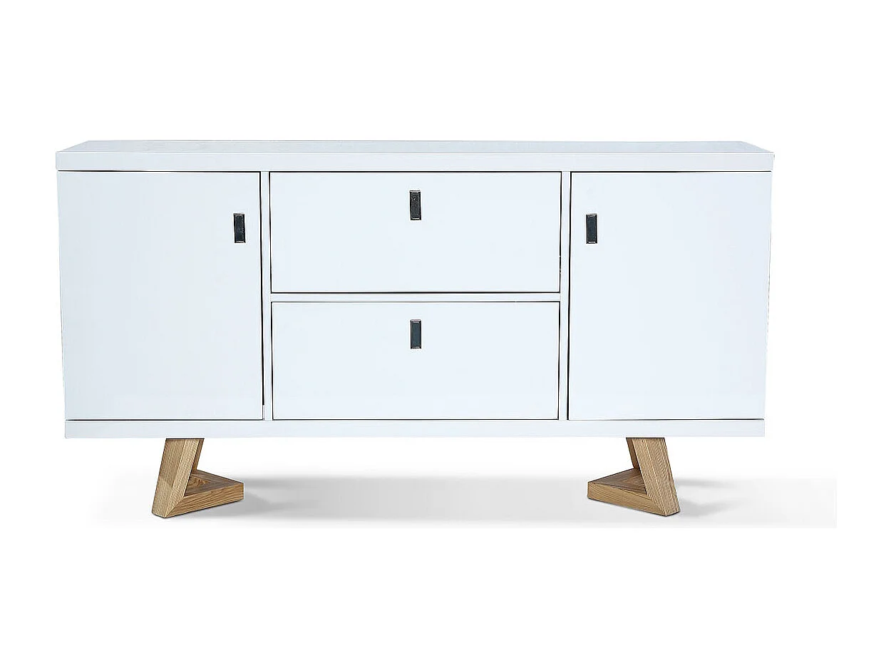 Buffet bois/laqué DUNE - Frêne/Blanc Bois / Laqué blanc