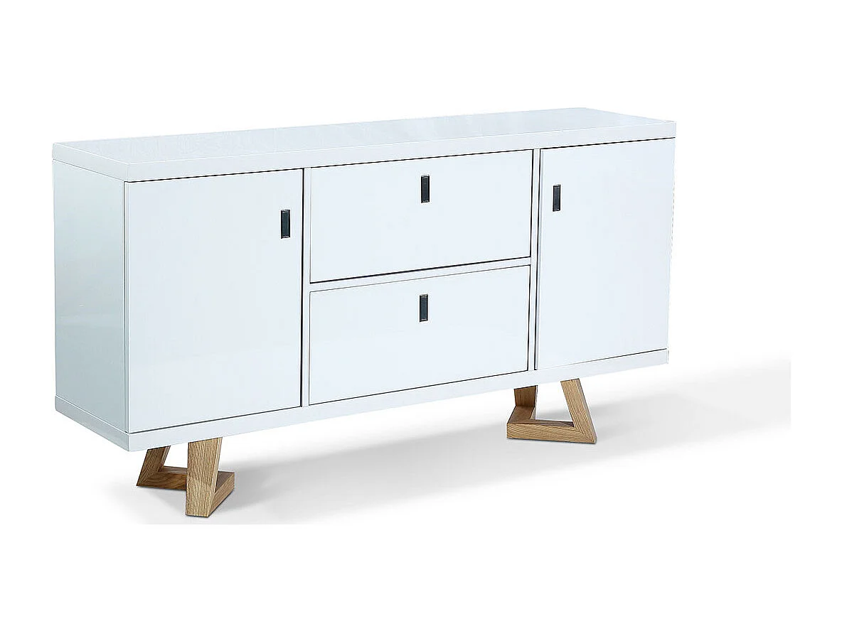 Buffet bois/laqué DUNE - Frêne/Blanc Bois / Laqué blanc