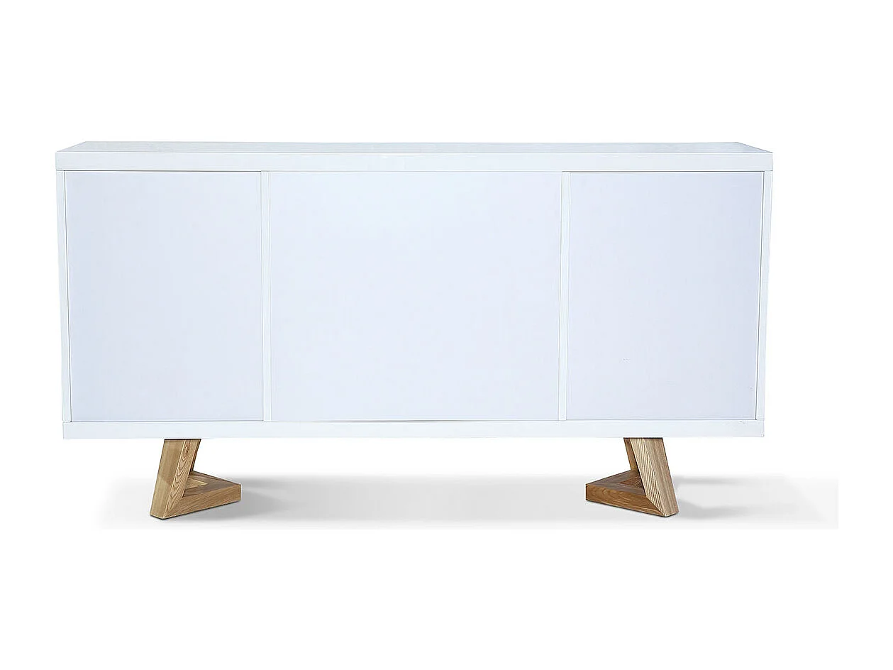 Buffet bois/laqué DUNE - Frêne/Blanc Bois / Laqué blanc