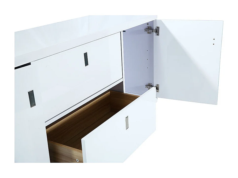 Buffet bois/laqué DUNE - Frêne/Blanc Bois / Laqué blanc