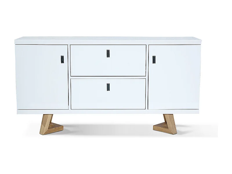 Buffet bois/laqué DUNE - Frêne/Blanc Bois / Laqué blanc