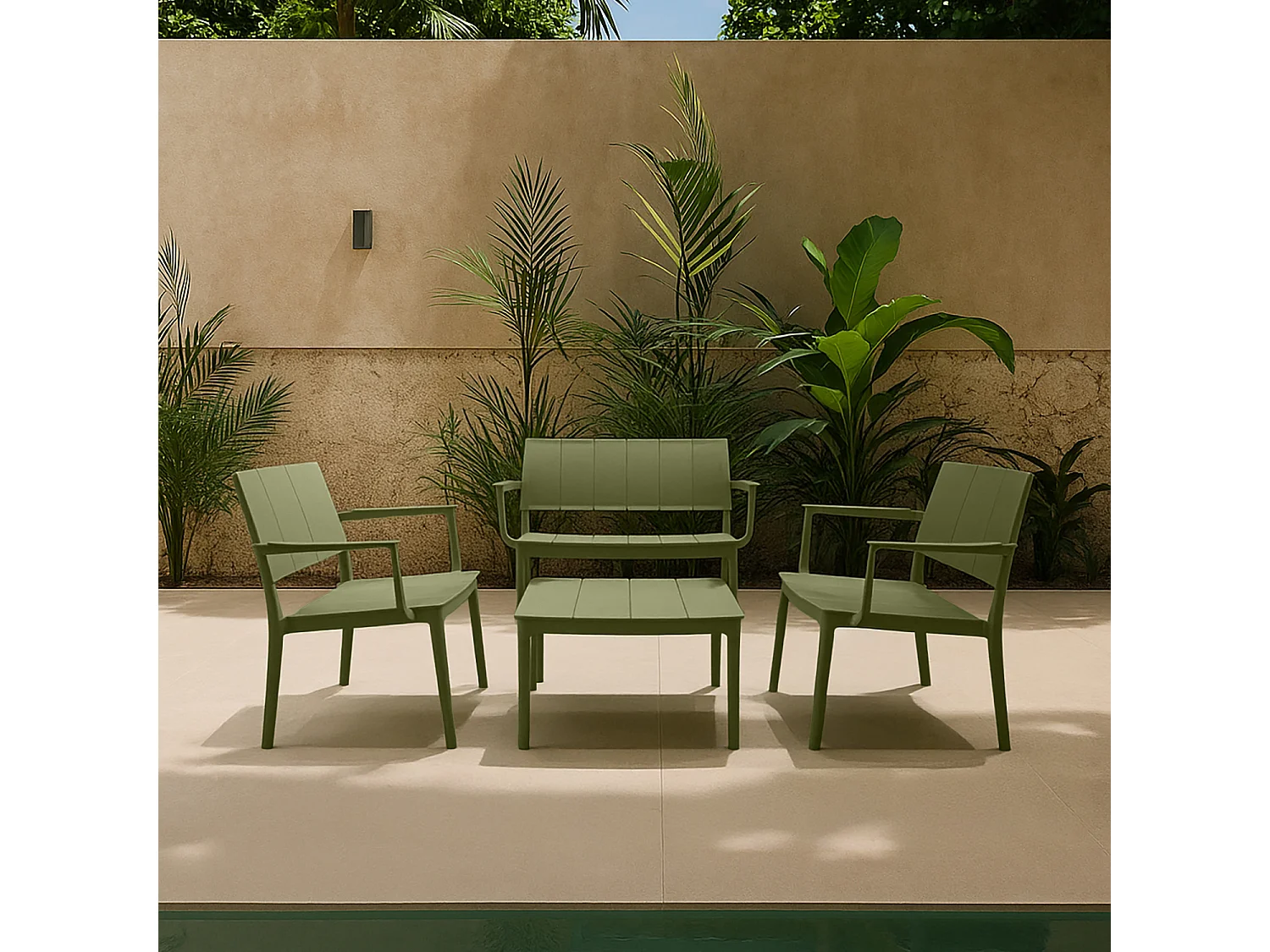 Now's Home - Salon De Jardin En Polypropylène Vert Patio