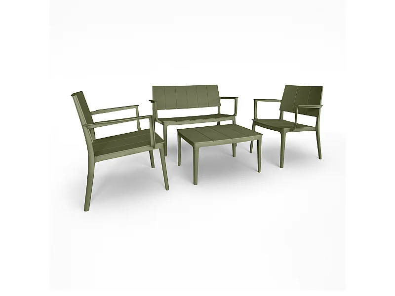 Now's Home - Salon De Jardin En Polypropylene Vert Patio