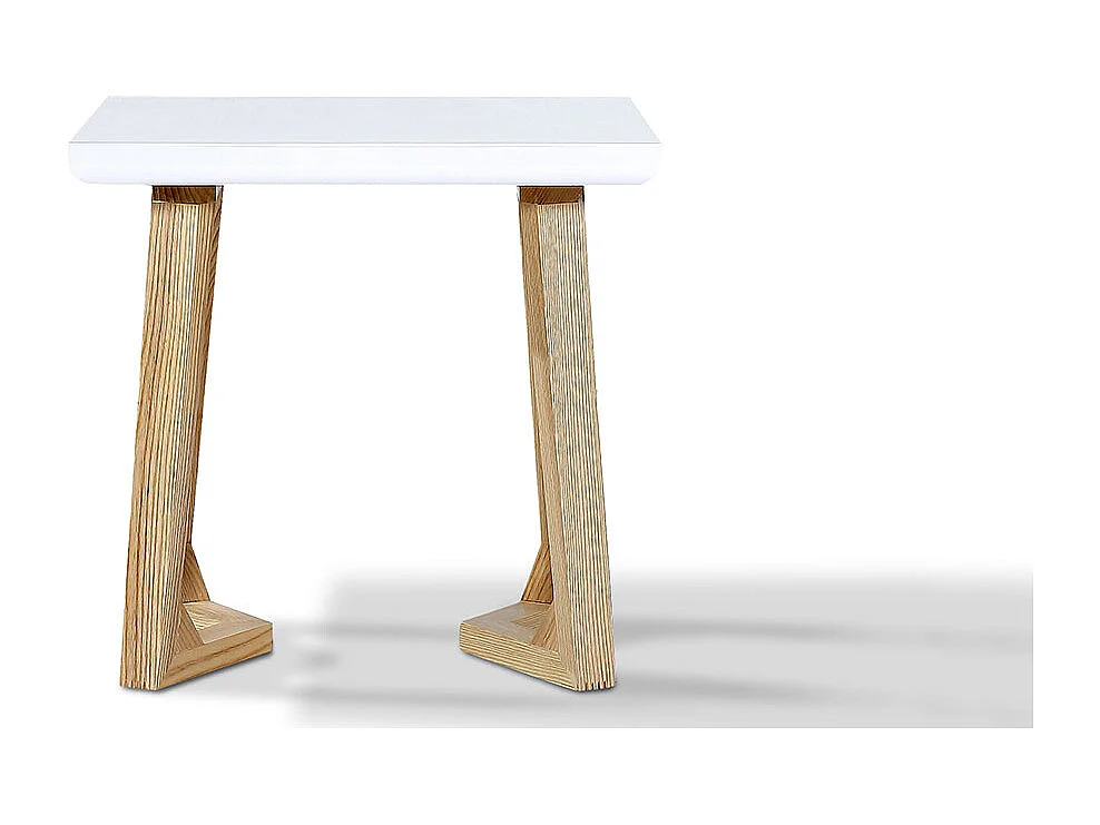 Bout de canapé bois/laqué DUNE - Frêne/Blanc - Blanc