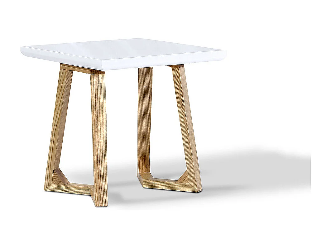 Bout de canapé bois/laqué DUNE - Frêne/Blanc - Blanc