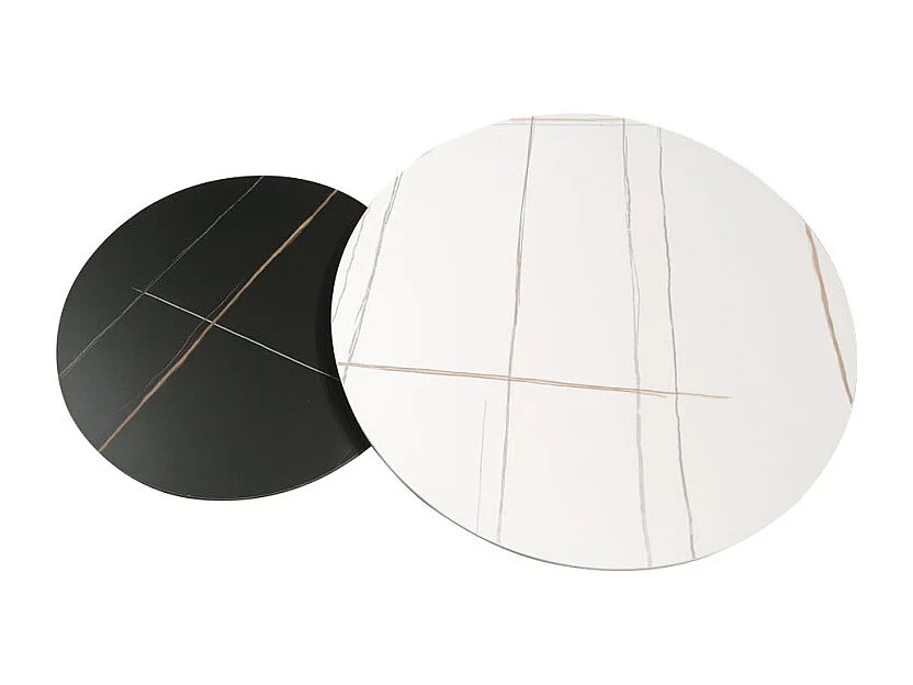 Set de 2 tables basses rondes noir et blanc céramique marbrée - ASHE