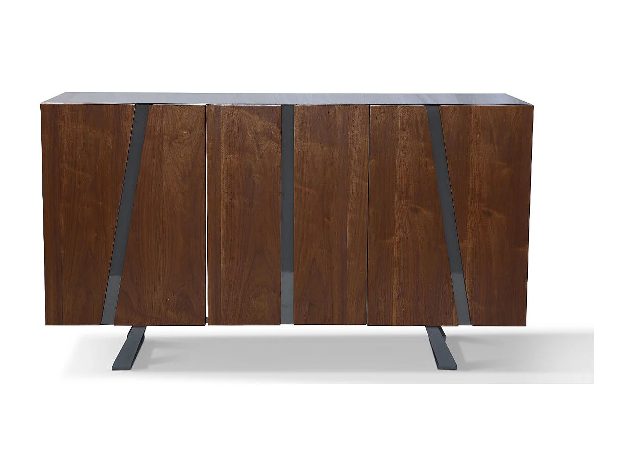 Buffet bois/laqué WEST - Noyer/Gris Bois foncé