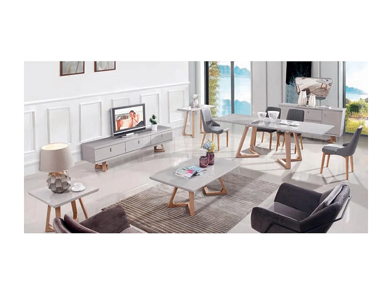 Miroir laqué JAZZ - Gris