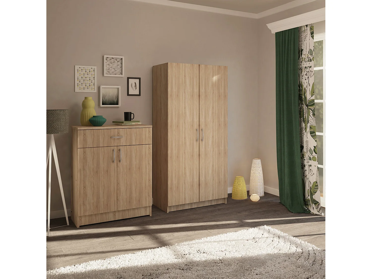 Armário haaus Remi, 2 portas, Carvalho Sonoma, 80 x 51 x 170 cm