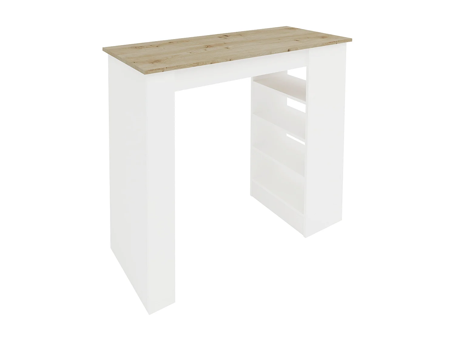 Bar table haaus Vista, 4 shelves, White/Artisan Oak, 120 x 50 x 100 cm