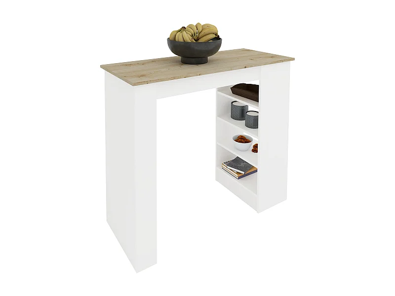 Bar table haaus Vista, 4 shelves, White/Artisan Oak, 120 x 50 x 100 cm