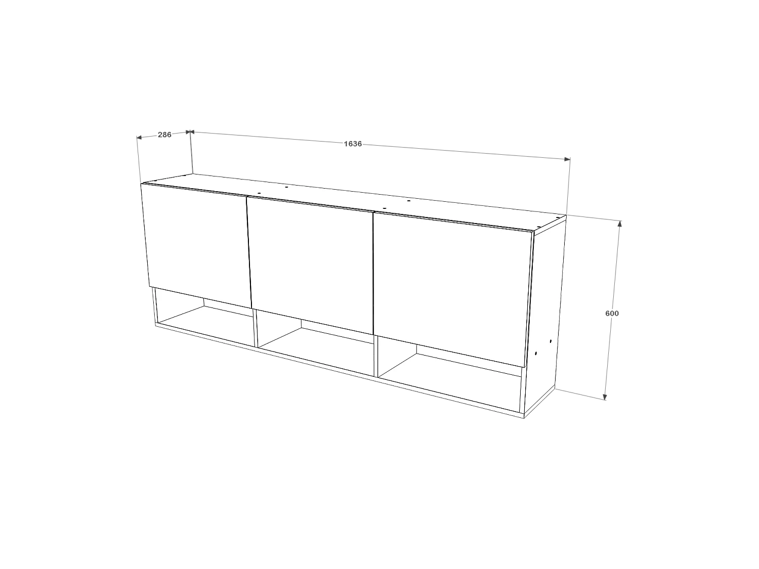 haaus Armario colgante Malmo, 3 puertas, Roble blanco/Antracita, 164 x 27 x 60 cm