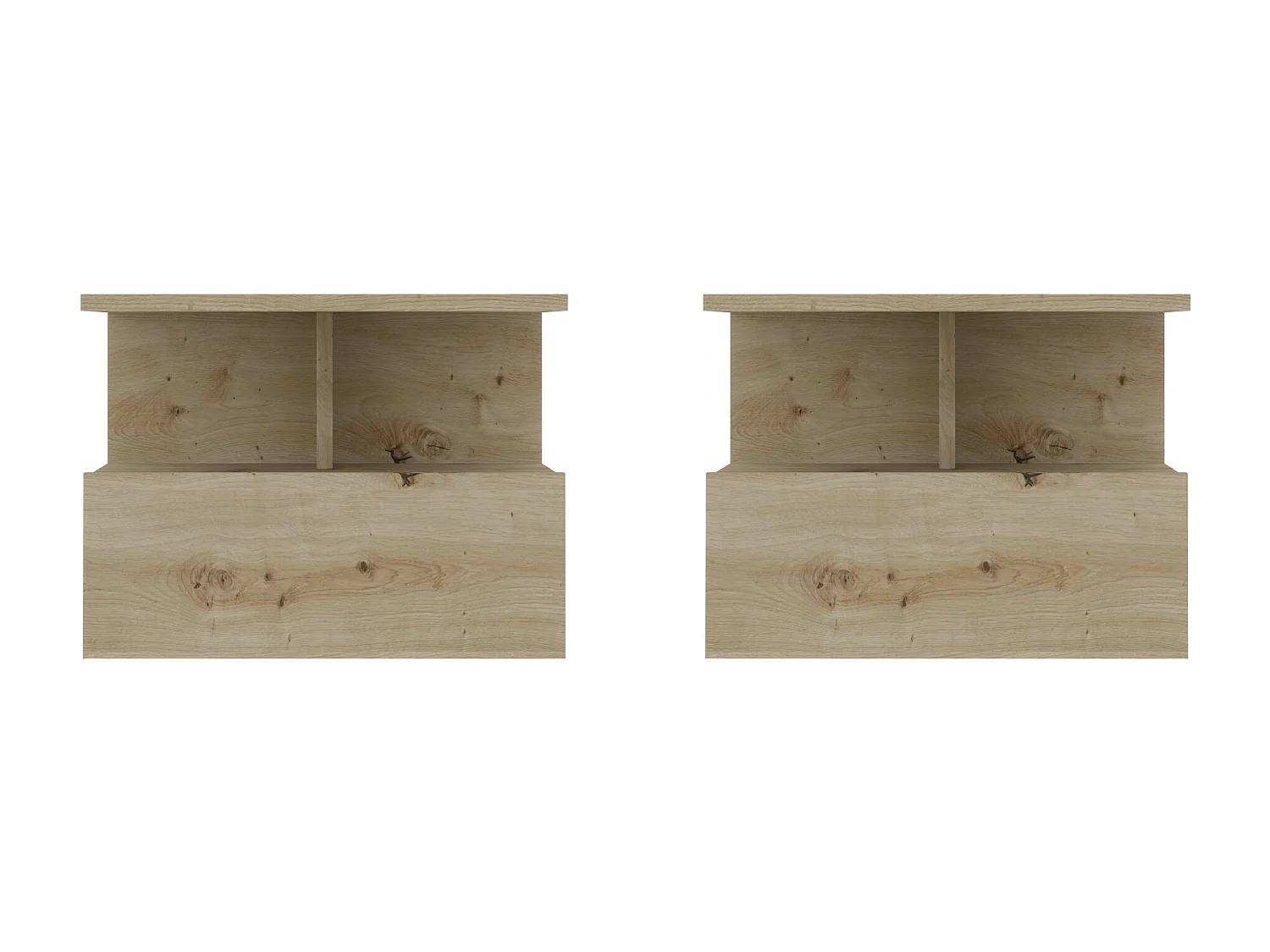 Conjunto De 2 Mesas De Cabeceira Suspensas haaus Kabi, 1 Porta, Carvalho Artisan, 45 x 30 x 34 cm