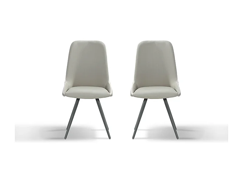 Chaise Design ISORA - Gris/Taupe - Lot de 2