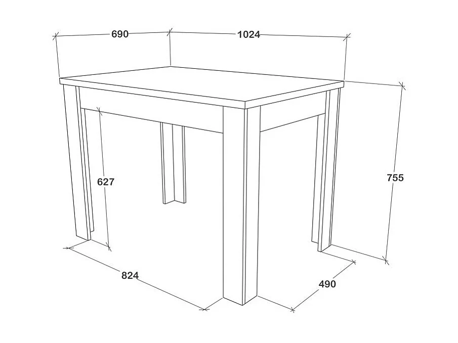Mesa de cocina haaus Zeta, Blanca, 102 x 69 x 75 cm
