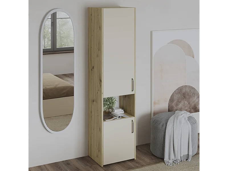 Armadio haaus Malmo, 2 ante, con spazio, Rovere Artisan/Argilla, 50 x 42 x 200 cm