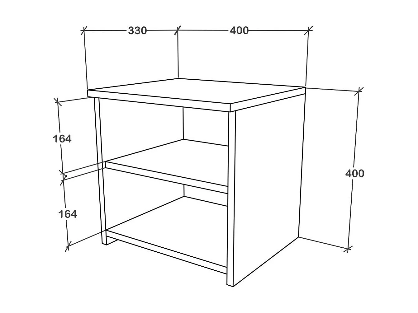 Set de 2 tables de chevet haaus Alma, 1 étagère, Blanc, 40 x 33 x 40 cm