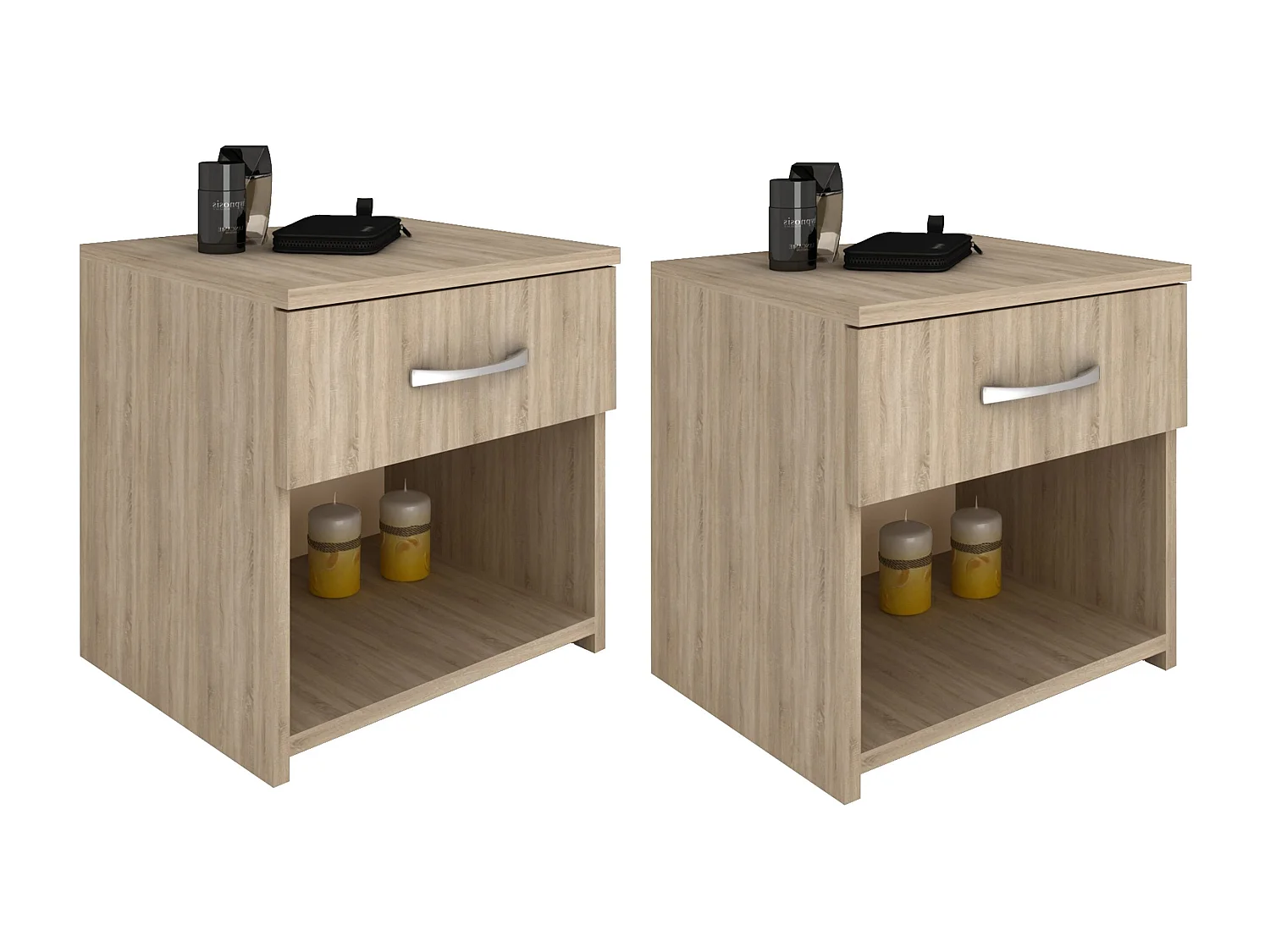 Set de 2 tables de chevet haaus Remi, 1 tiroir, Chêne Sonoma, 40 x 35 x 40 cm