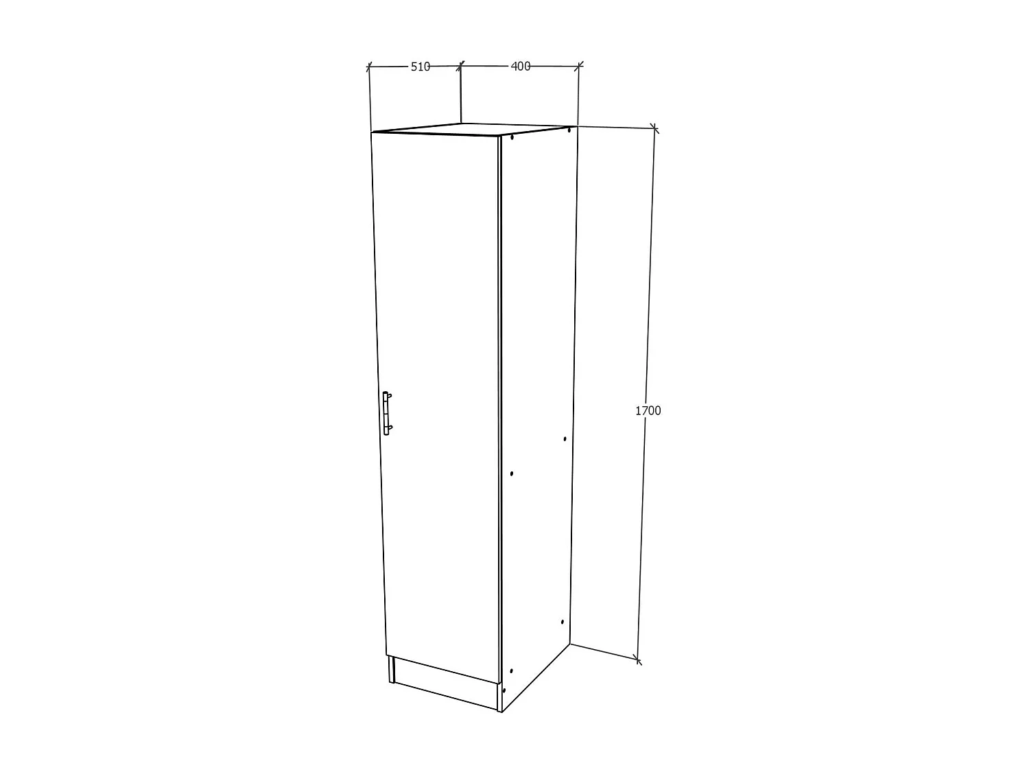 Kleiderschrank Remi, 1 Tür, mit Regalböden, Eiche Bronze, 40 x 51 x 170 cm