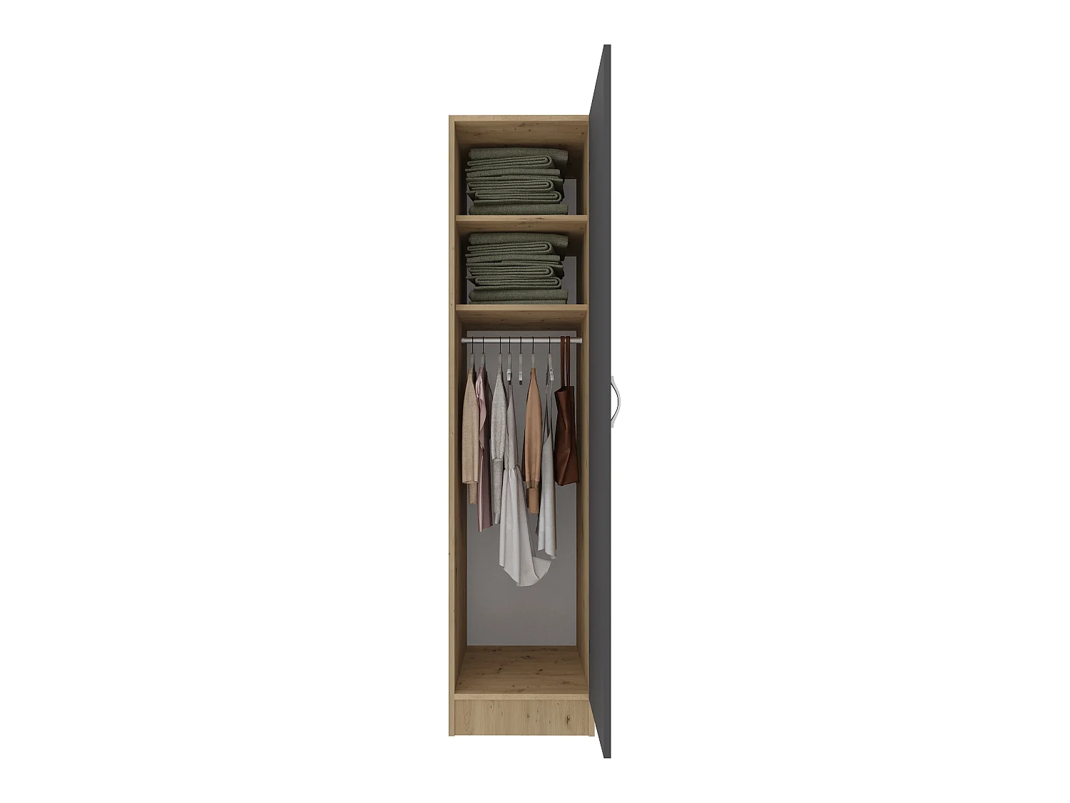 Armario haaus Pedro, 1 puerta, Roble Artisan/Antracita, 40 x 51 x 170 cm
