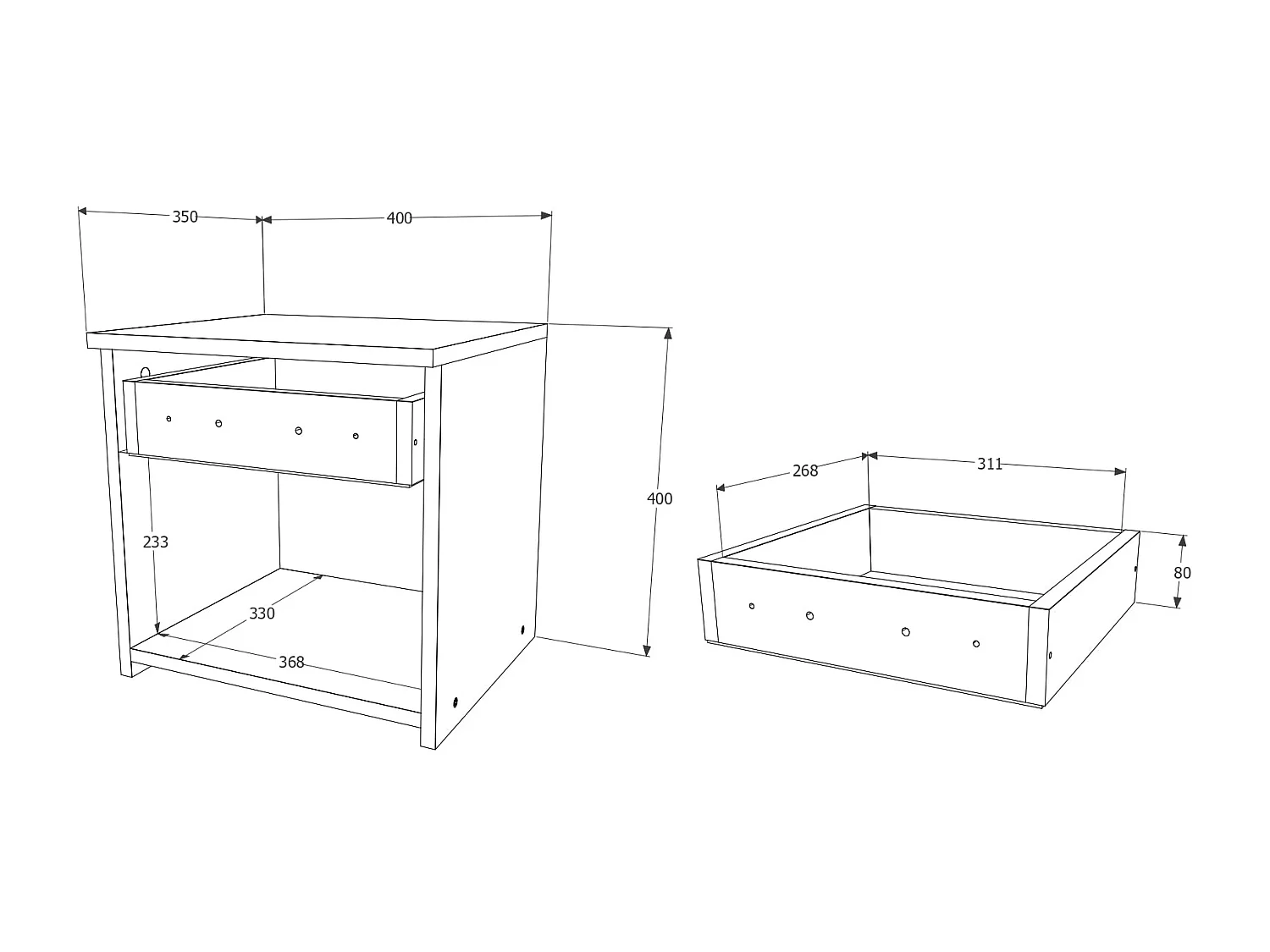 Comodino haaus Leco, 1 cassetto, Bianco/Blu, 40 x 35 x 40 cm