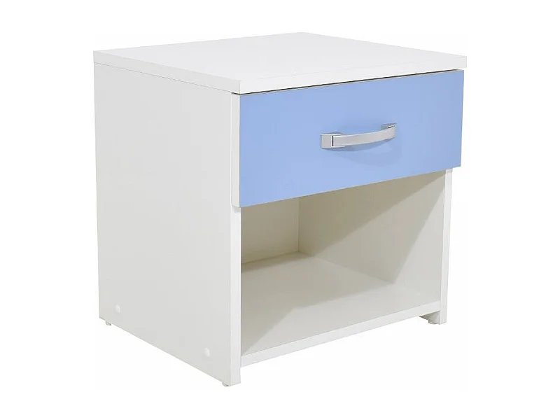 Table de chevet haaus Leco, 1 Tiroir, Blanc/Bleu, 40 x 35 x 40 cm