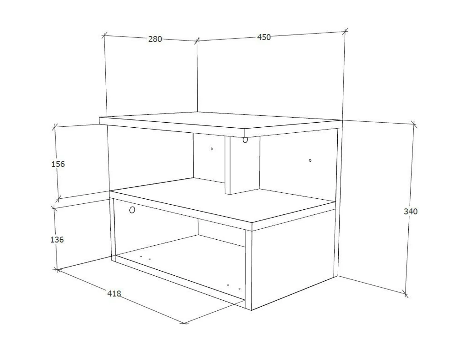 Mesa De Cabeceira Suspensa haaus Kabi, 1 Porta, Branco, 45 x 30 x 34 cm