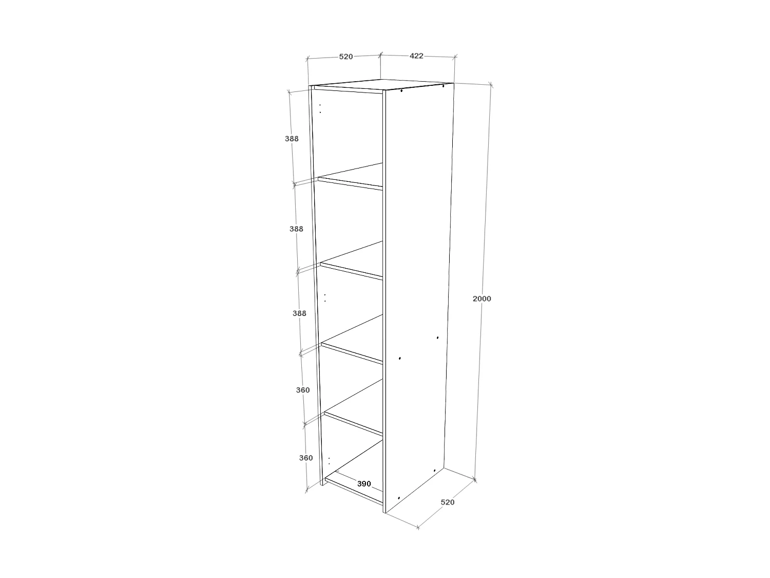 Armadio haaus Malmo, 1 anta, con ripiani, Rovere Bianco/Antracite, 42 x 52 x 200 cm