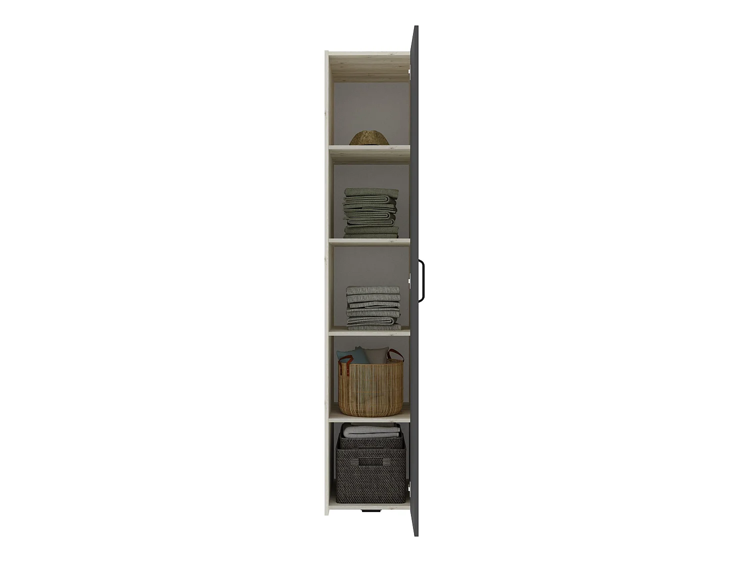Armadio haaus Malmo, 1 anta, con ripiani, Rovere Bianco/Antracite, 42 x 52 x 200 cm