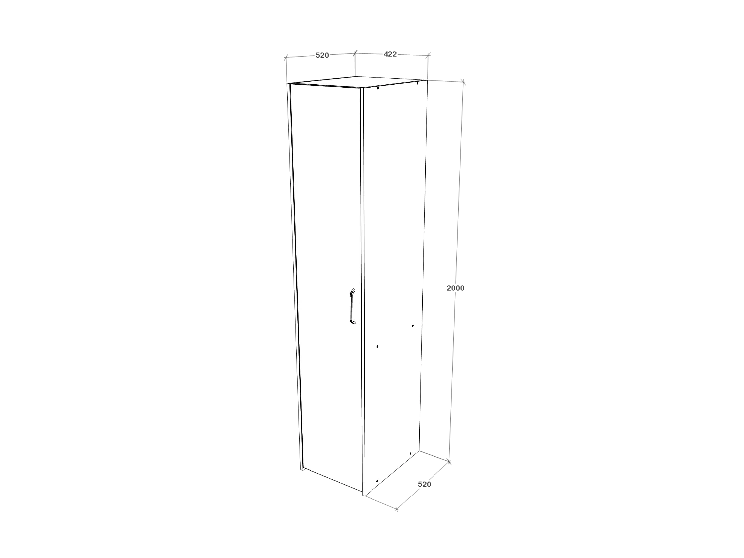 Armoire haaus Malmo, 1 porte, avec étagères, Chêne Blanc/Anthracite, 42 x 52 x 200 cm