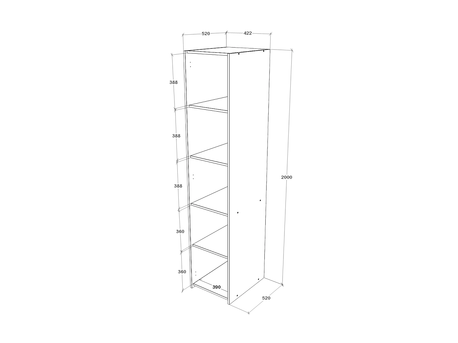 Armoire haaus Malmo, 1 porte, avec étagères, Chêne Blanc/Anthracite, 42 x 52 x 200 cm