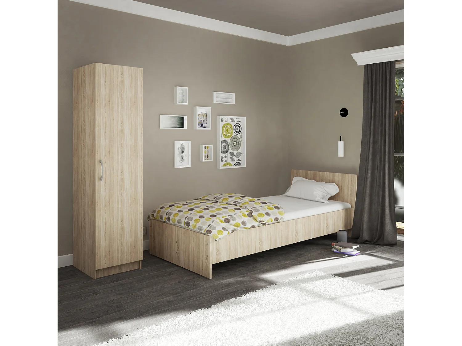 Armário haaus Remi, 1 porta, Carvalho Sonoma, 40 x 51 x 170 cm