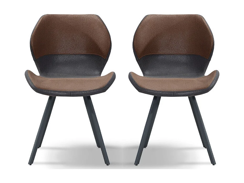 Chaise Design WEST - Marron/Gris - Lot de 2