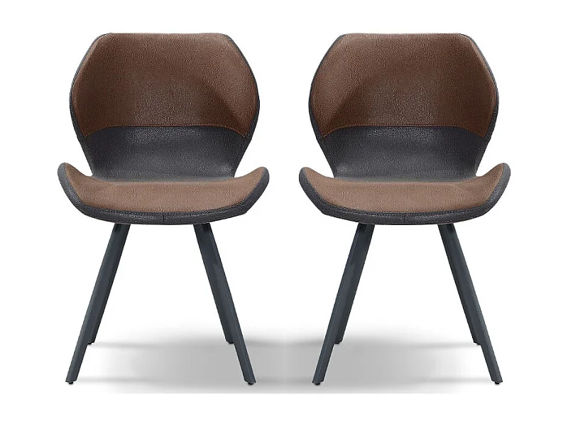 Chaise Design WEST - Marron/Gris - Lot de 2