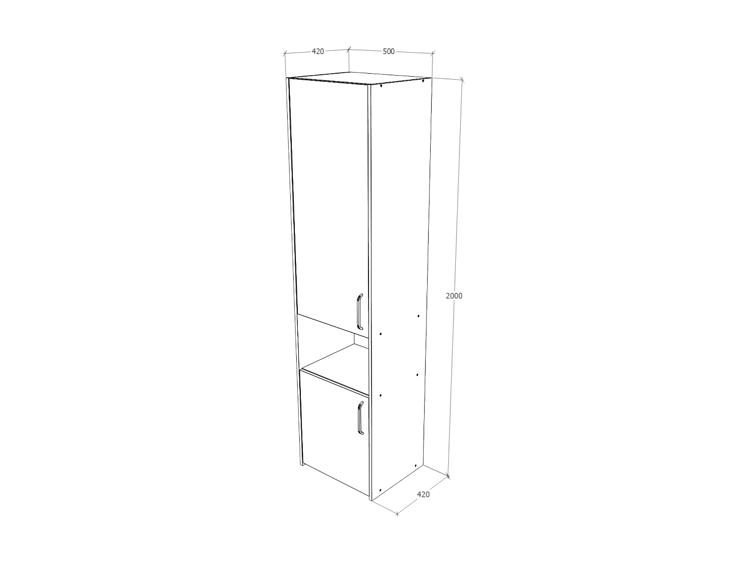 Armoire haaus Malmo, 2 portes, avec espace, Chêne Blanc/Anthracite, 50 x 42 x 200 cm