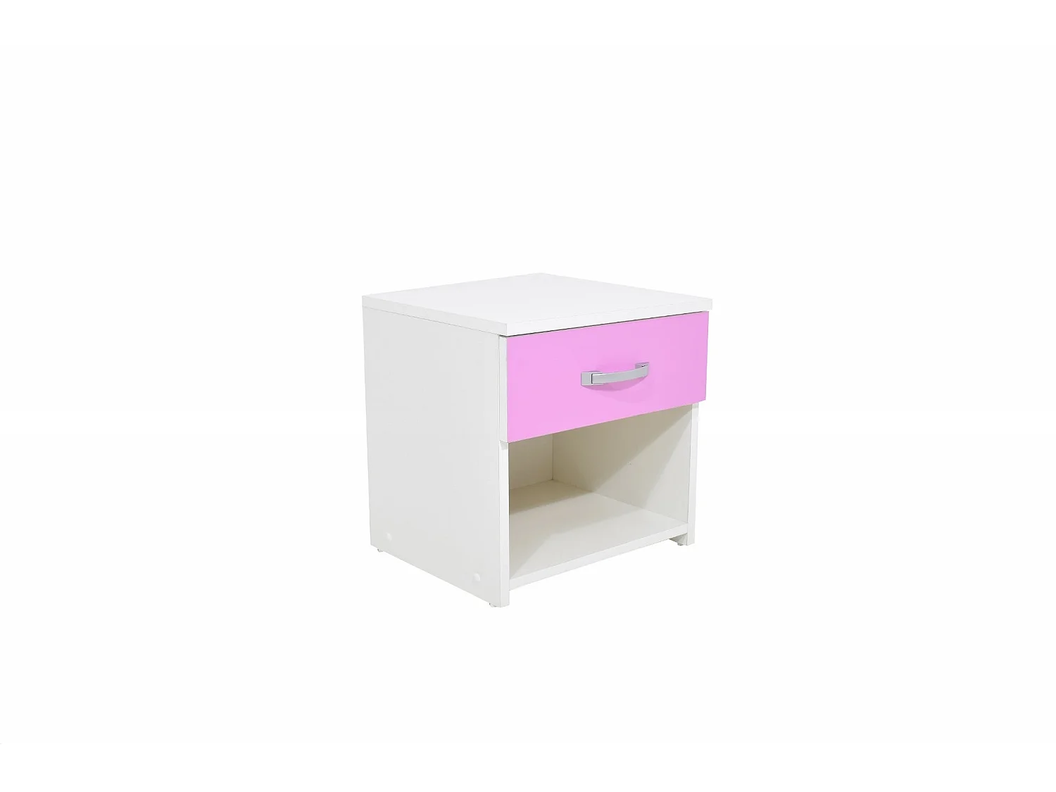 Table de chevet haaus Leco, 1 Tiroir, Blanc/Rose, 40 x 35 x 40 cm