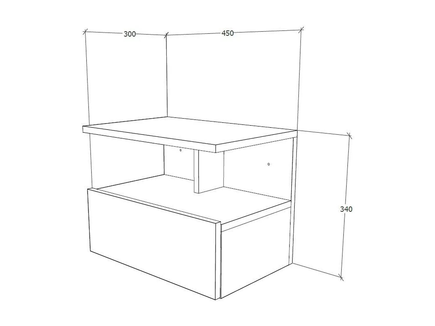 Conjunto De 2 Mesas De Cabeceira Suspensas haaus Kabi, 1 Porta, Branco, 45 x 30 x 34 cm